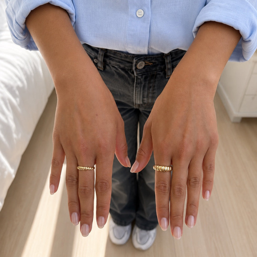 Thin Twisted Dome Ring - Rings - - - Azil Boutique