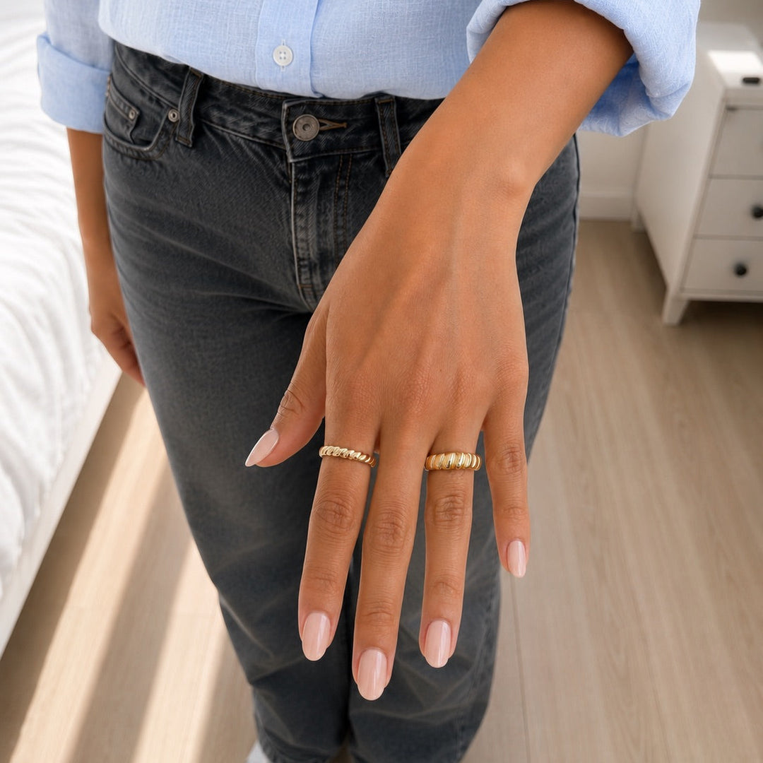 Thin Twisted Dome Ring - Rings - - - Azil Boutique