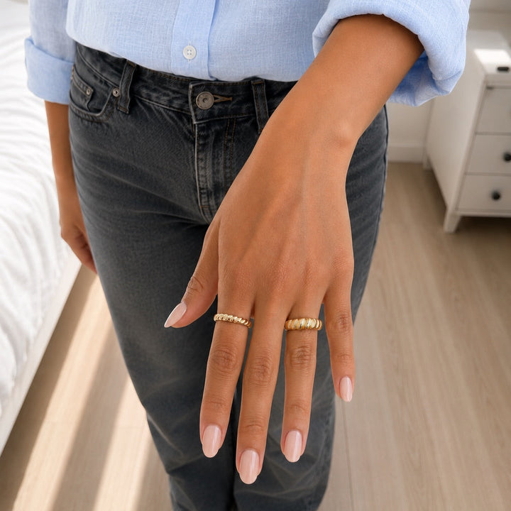 Thick Twisted Dome Ring - Rings - - - Azil Boutique