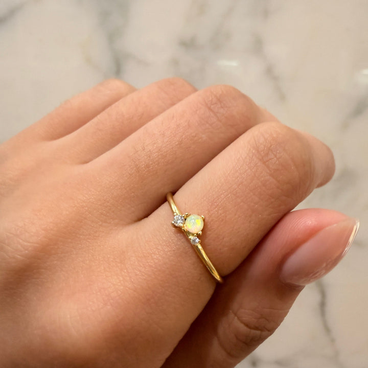 Opal CZ Sparkle Trio Ring