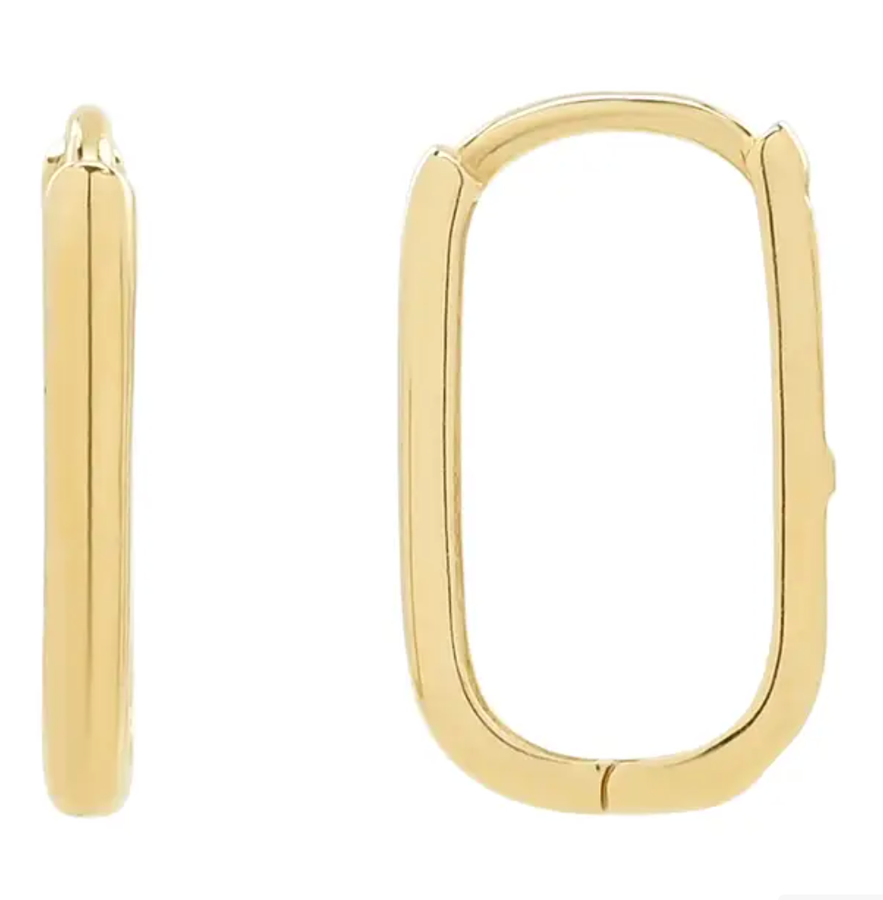 14k Solid Gold Paperclip Hoops - Earrings - - - Azil Boutique