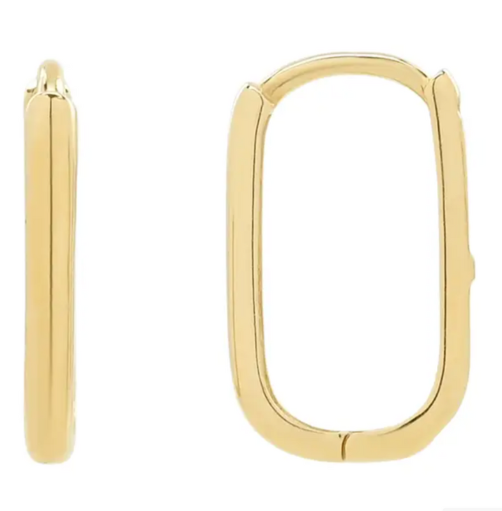14k Solid Gold Paperclip Hoops - Earrings - - - Azil Boutique