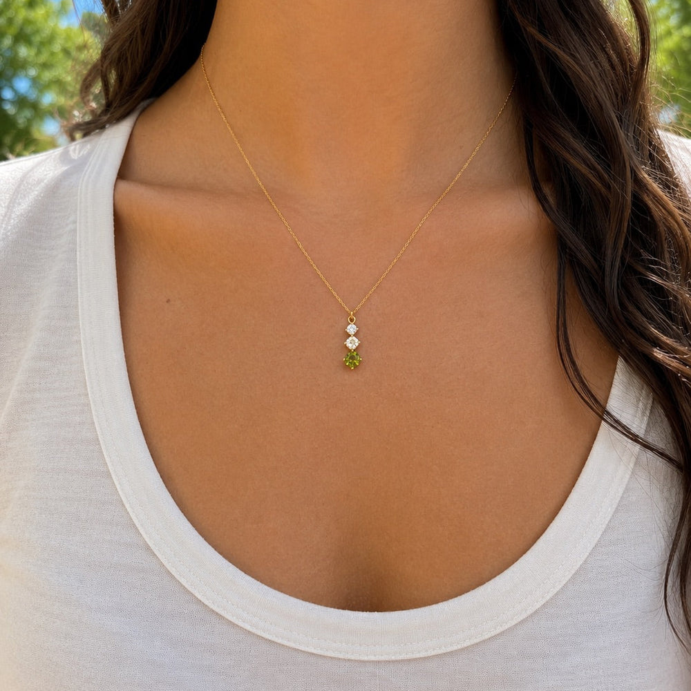 Tripe CZ Green Pendant Necklace - Necklaces - - - Azil Boutique