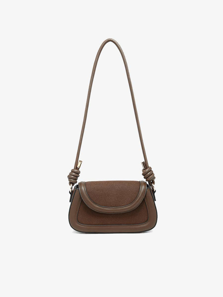 Marina Suede w/ Vegan Leather Trim Bag - Handbags - Brown - Brown - Azil Boutique