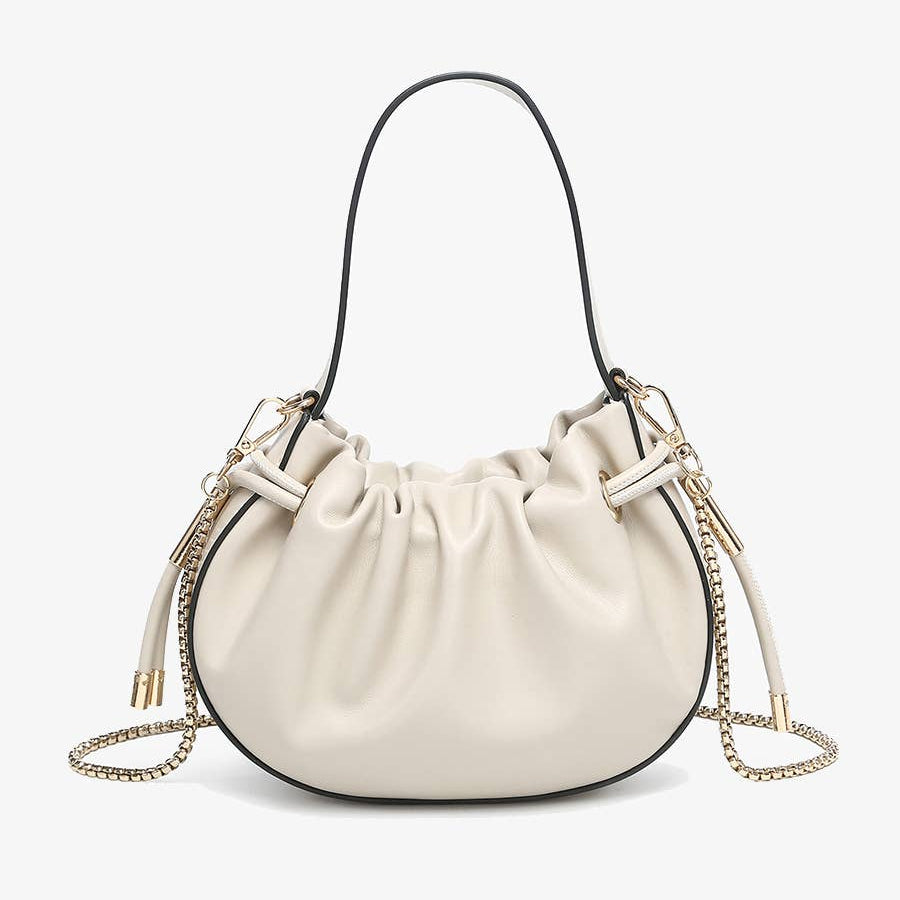 Thalia Ruched Bucket Bag w/ Drawstring | M2783 - - Greige - Greige - Azil Boutique