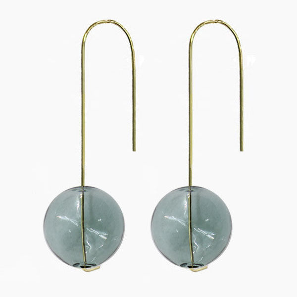 Cyan Glass Air Bubble Earrings
