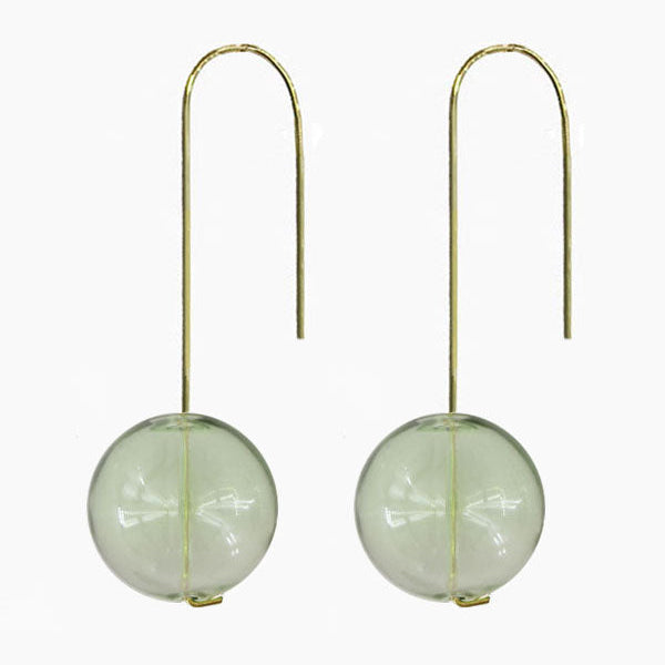 Green Glass Air Bubble Earrings