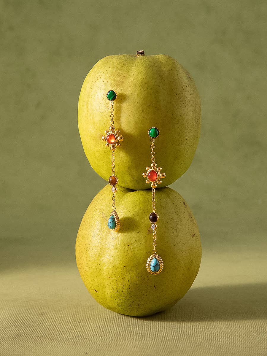 Bellevie Boho Gemstone Drop Earrings - Earrings - - - Azil Boutique