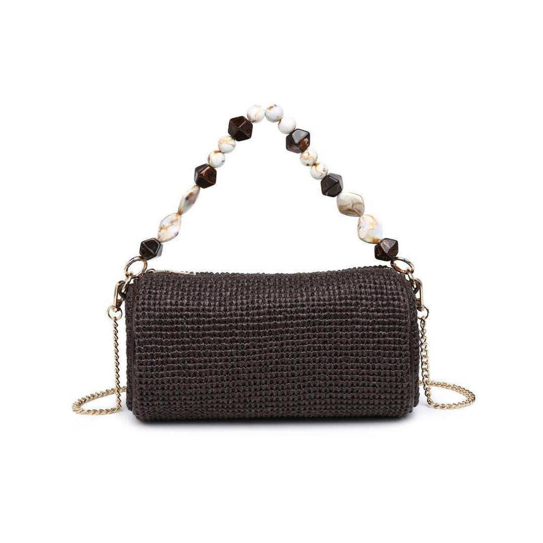 Rachel Beaded Handle Barrel Handbag