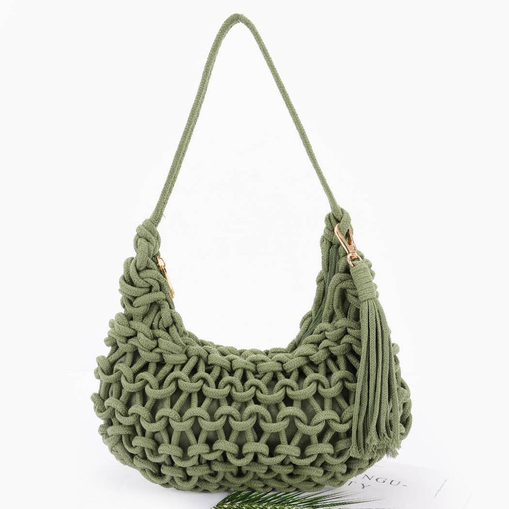 Cotton Braided Shoulder Bag - Handbags - - - Azil Boutique