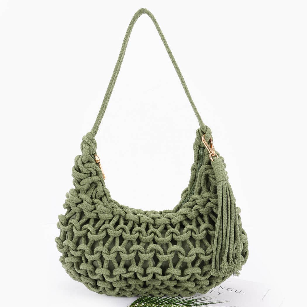 Cotton Braided Shoulder Bag - Handbags - - - Azil Boutique