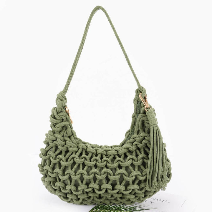 Cotton Braided Shoulder Bag - Handbags - - - Azil Boutique