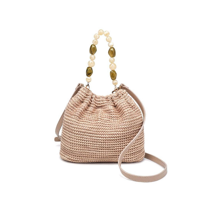 Emery Beaded Handle Straw Handbag