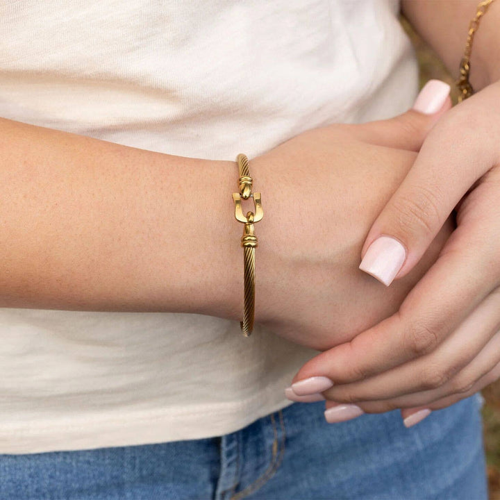 18K Stainless Steel Buckle Clasp Bangle Bracelet - Bracelets - - - Azil Boutique