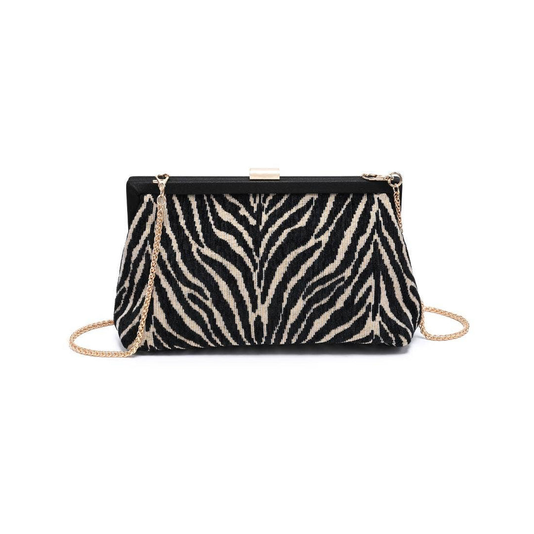 Samira - Zebra Evening Bag - Clutch - Natural Black - Natural Black - Azil Boutique