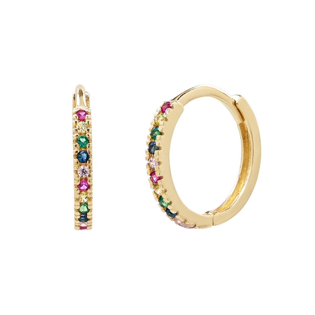 10k Solid Gold Colorful Huggies - Earrings - Medium - Medium - Azil Boutique