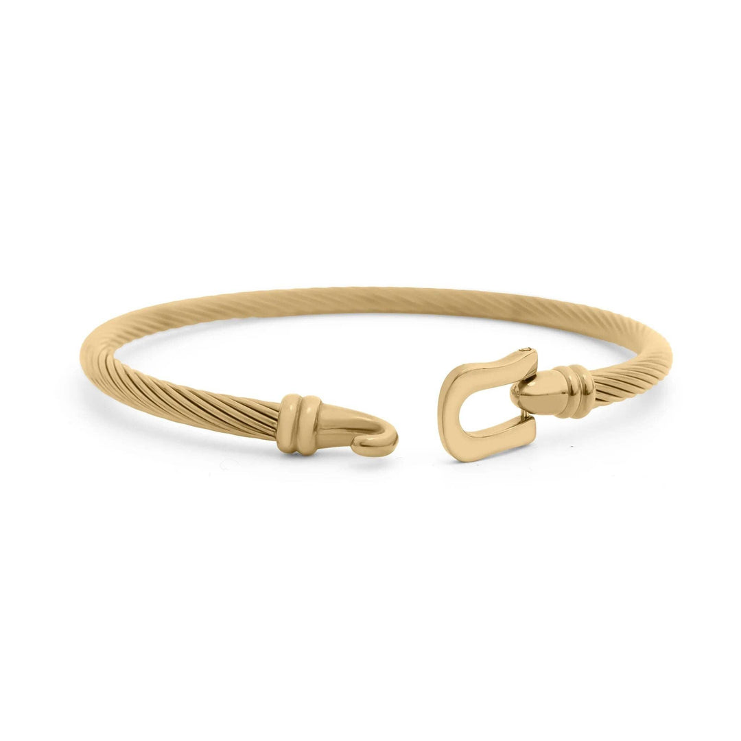18K Stainless Steel Buckle Clasp Bangle Bracelet - Bracelets - Gold - Gold - Azil Boutique
