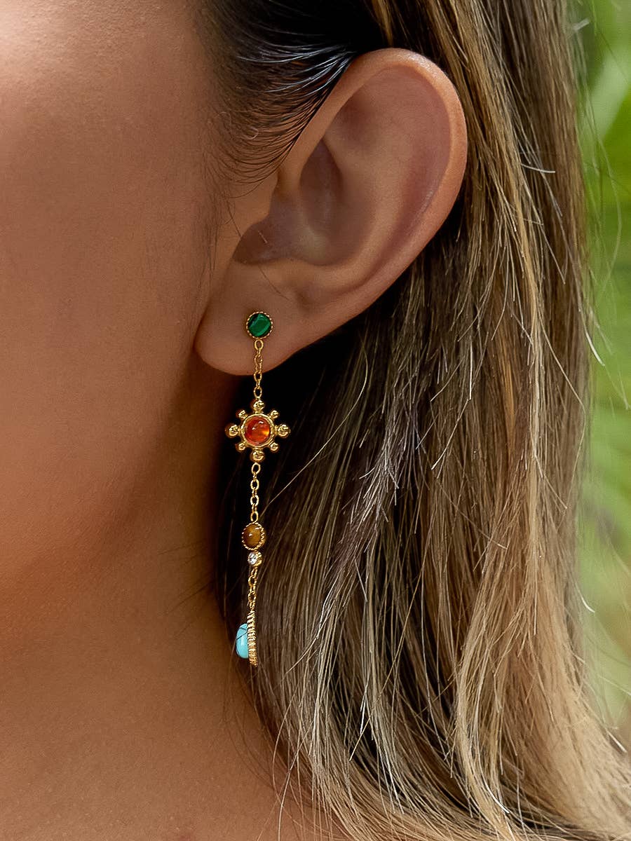 Bellevie Boho Gemstone Drop Earrings - Earrings - - - Azil Boutique