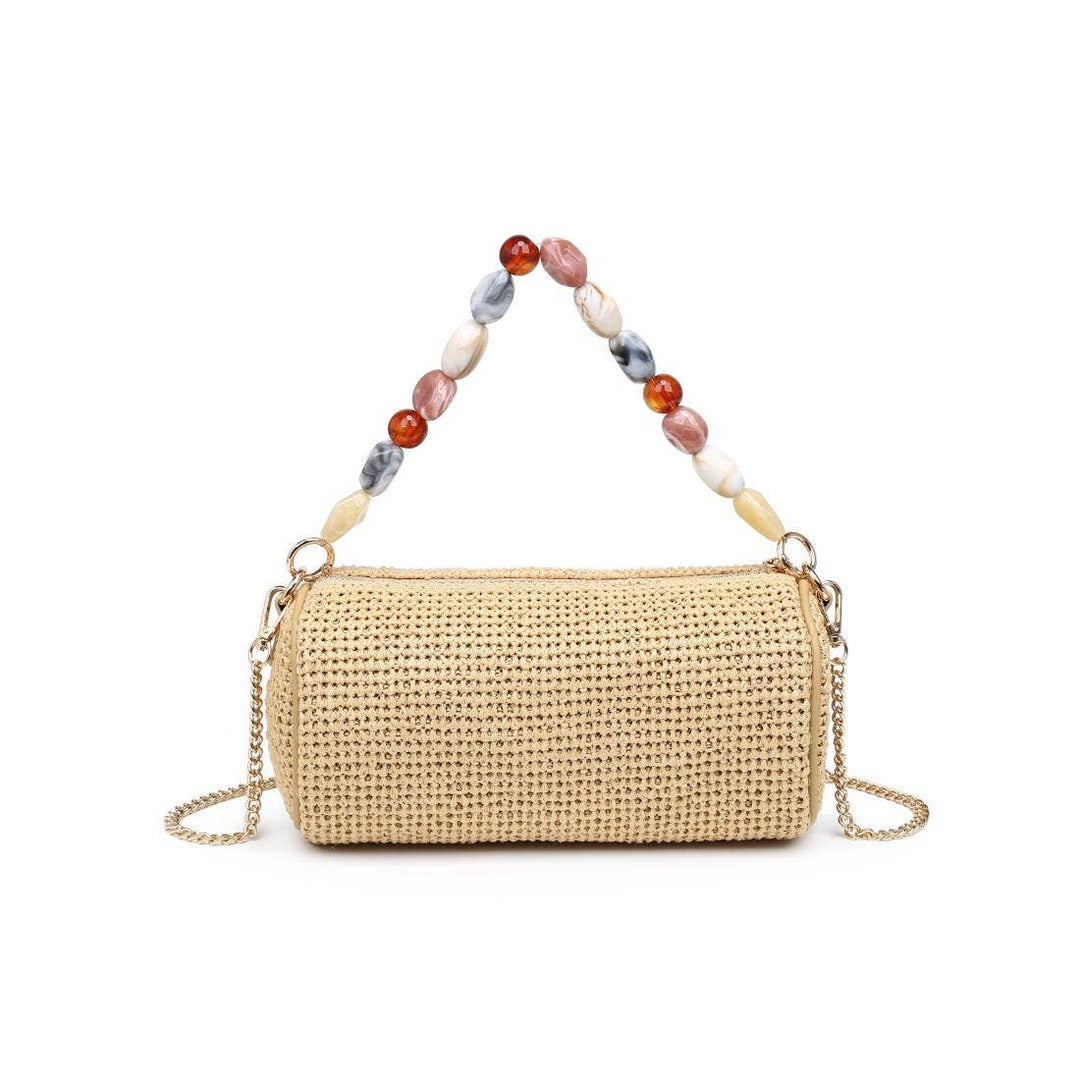 Rachel Beaded Handle Barrel Handbag