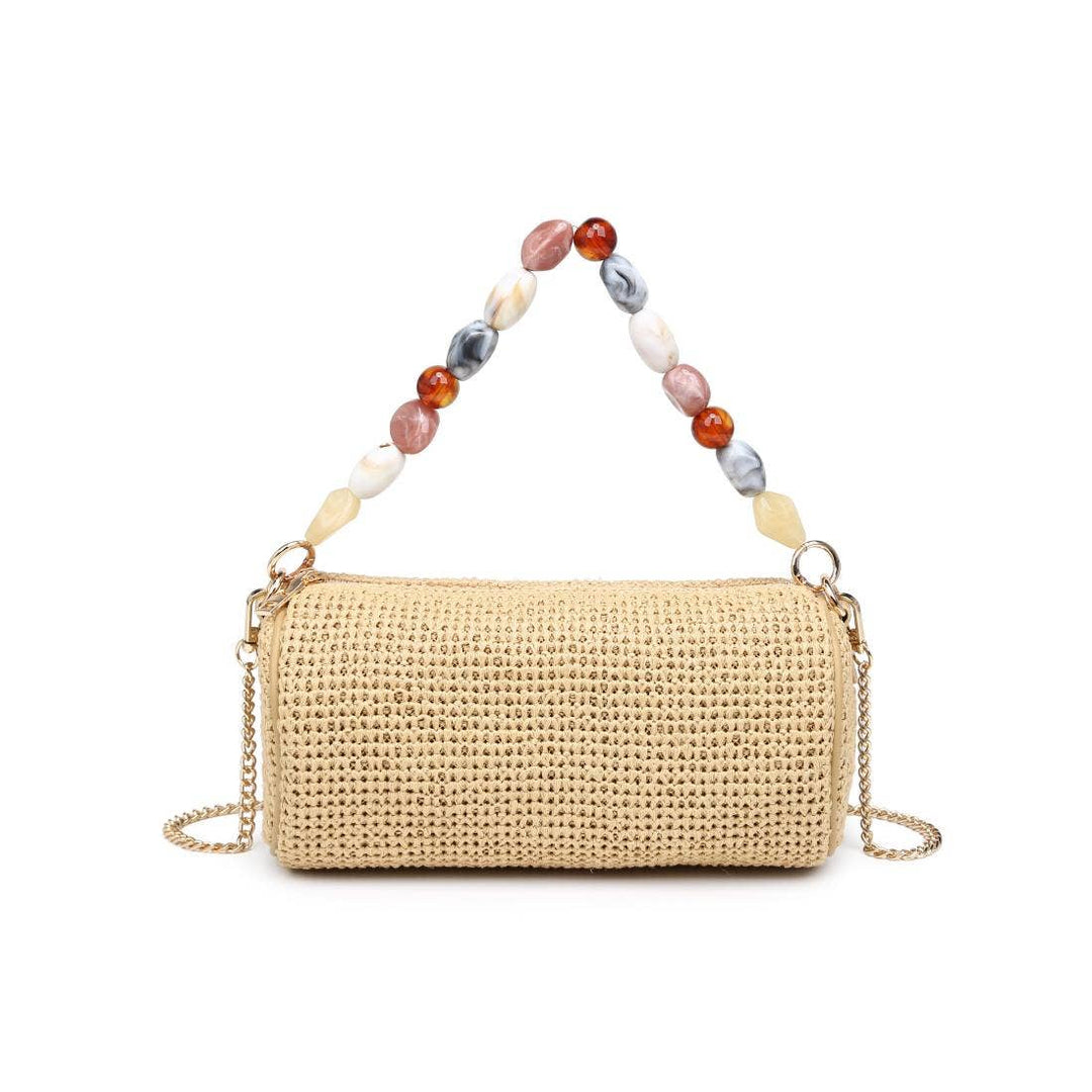 Rachel Beaded Handle Barrel Handbag