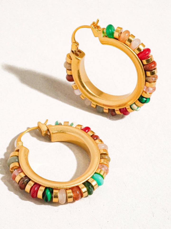 Capri Color Beaded Hoop Earring - Earrings - - - Azil Boutique
