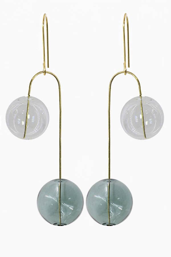 Cyan Glass Balance Earrings - Earrings - - - Azil Boutique