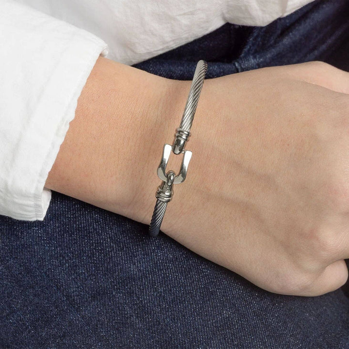 18K Stainless Steel Buckle Clasp Bangle Bracelet - Bracelets - - - Azil Boutique