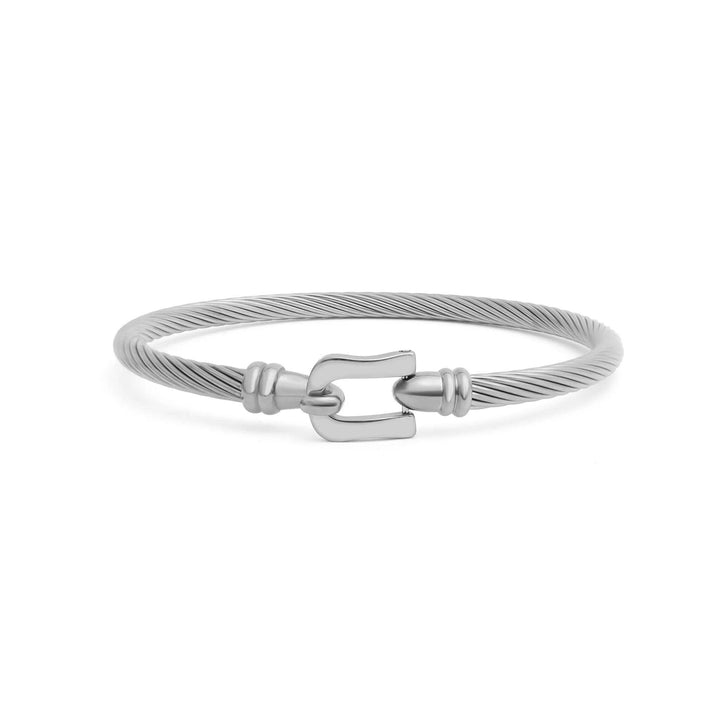 18K Stainless Steel Buckle Clasp Bangle Bracelet - Bracelets - - - Azil Boutique