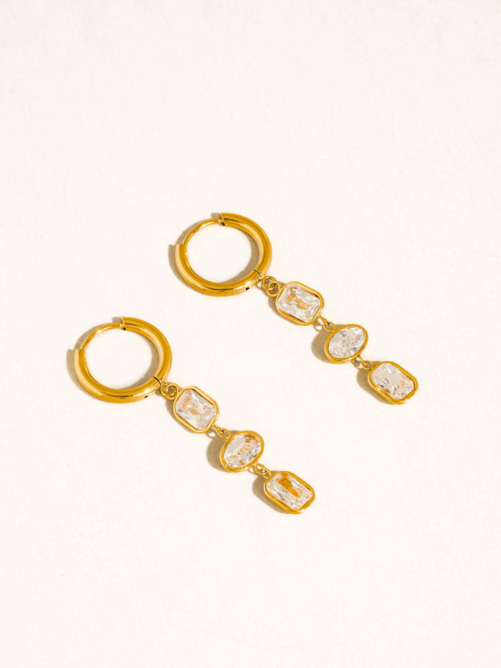 Multi-CZ Triple Drop Earrings - Earrings - - - Azil Boutique