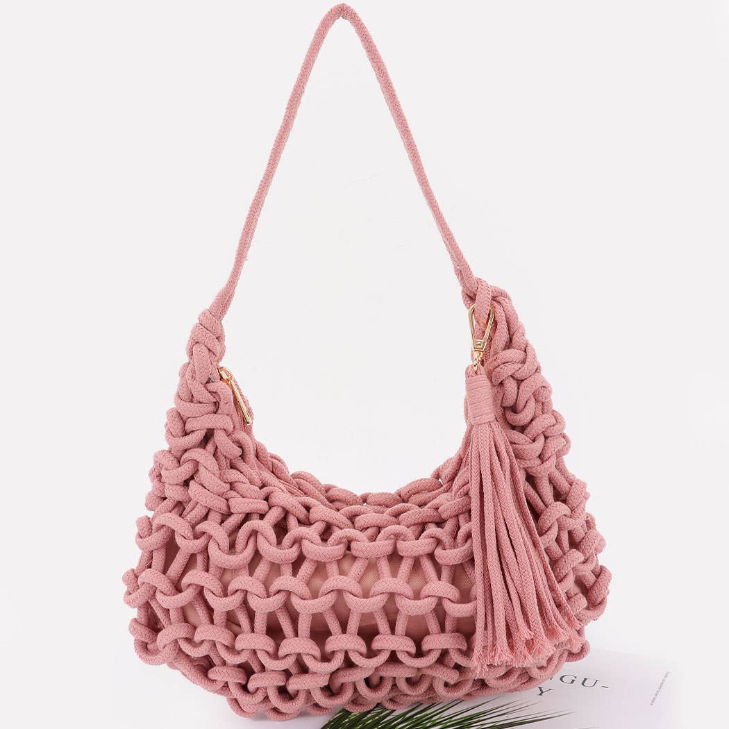 Cotton Braided Shoulder Bag - Handbags - - - Azil Boutique