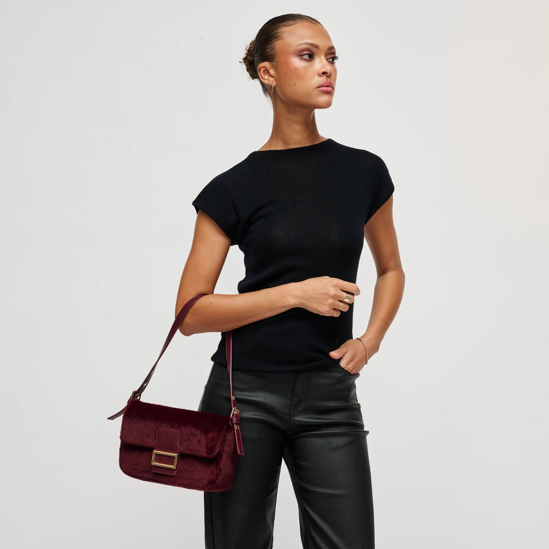 Beverly - Faux Fur Crossbody - Handbags - Burgundy - Burgundy - Azil Boutique