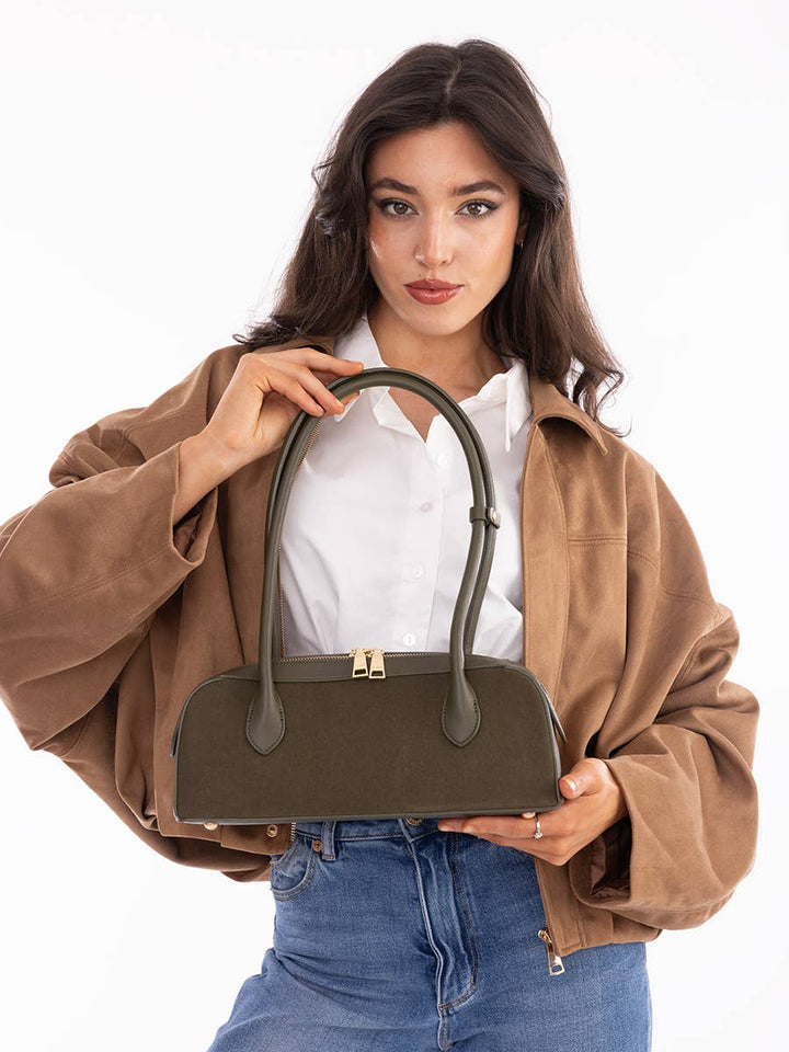 Jonava Faux Suede Structured Shoulder Bag - Handbags - - - Azil Boutique