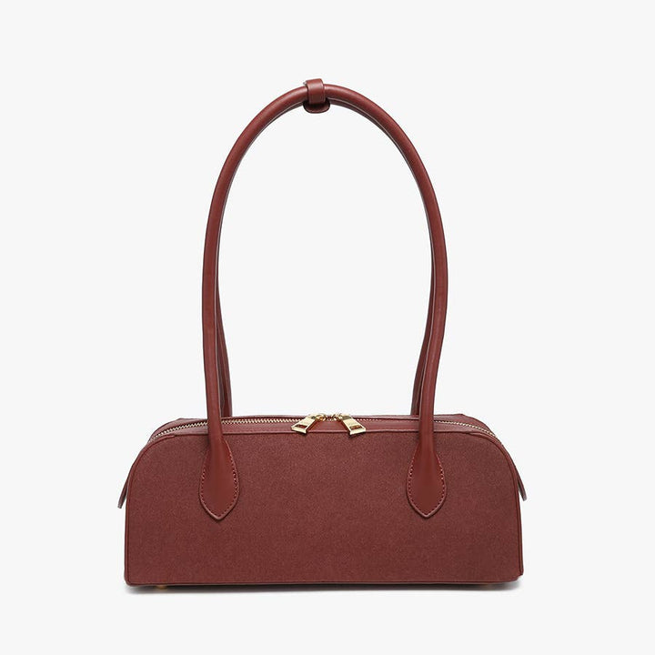 Jonava Faux Suede Structured Shoulder Bag - Handbags - Garnet - Garnet - Azil Boutique