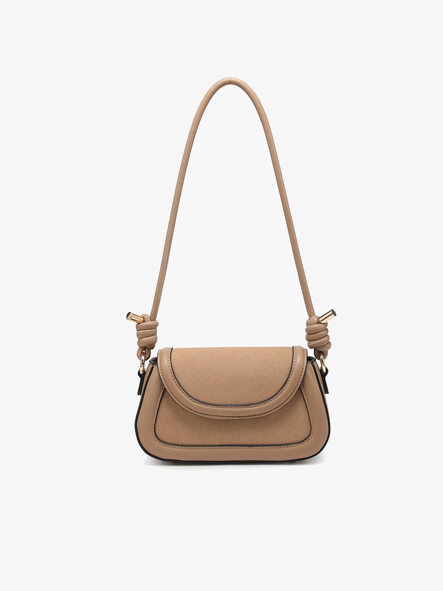 Marina Suede / Vegan Leather Trim Bag - Handbags - Latte - Latte - Azil Boutique