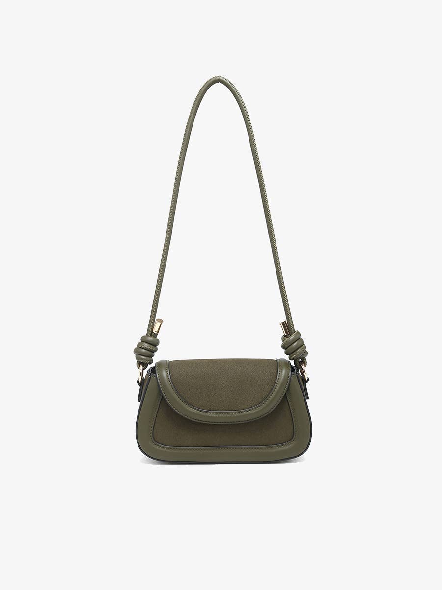 Marina Suede w/ Vegan Leather Trim Bag - Handbags - Olive - Olive - Azil Boutique