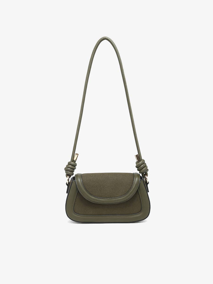 Marina Suede w/ Vegan Leather Trim Bag - Handbags - Olive - Olive - Azil Boutique