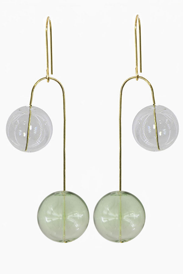 Green Glass Balance Earrings