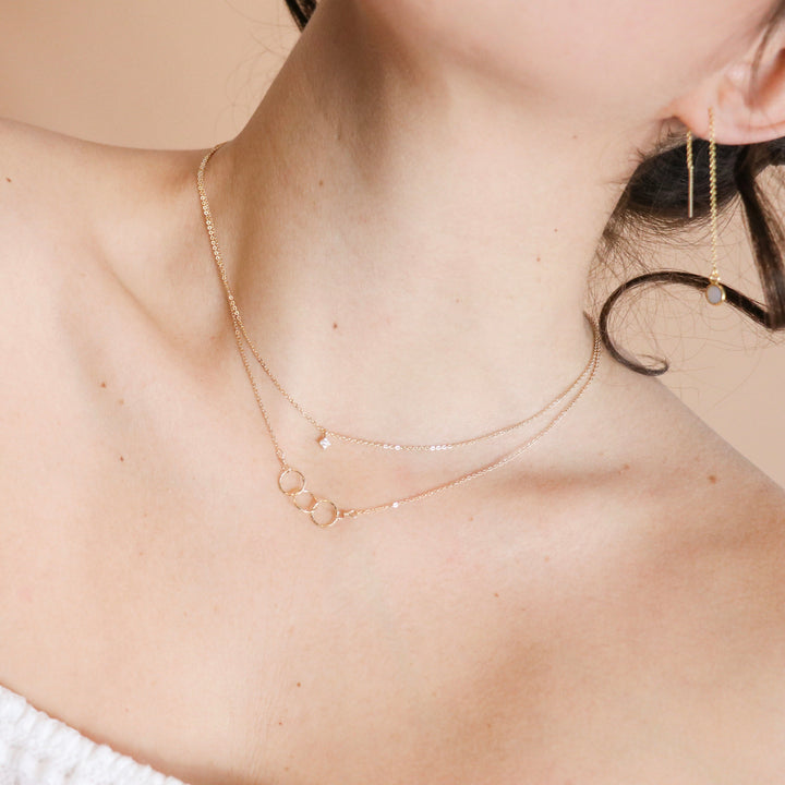 Tiny Triple Diamond Cut Circles Necklace - Necklaces -  -  - Azil Boutique