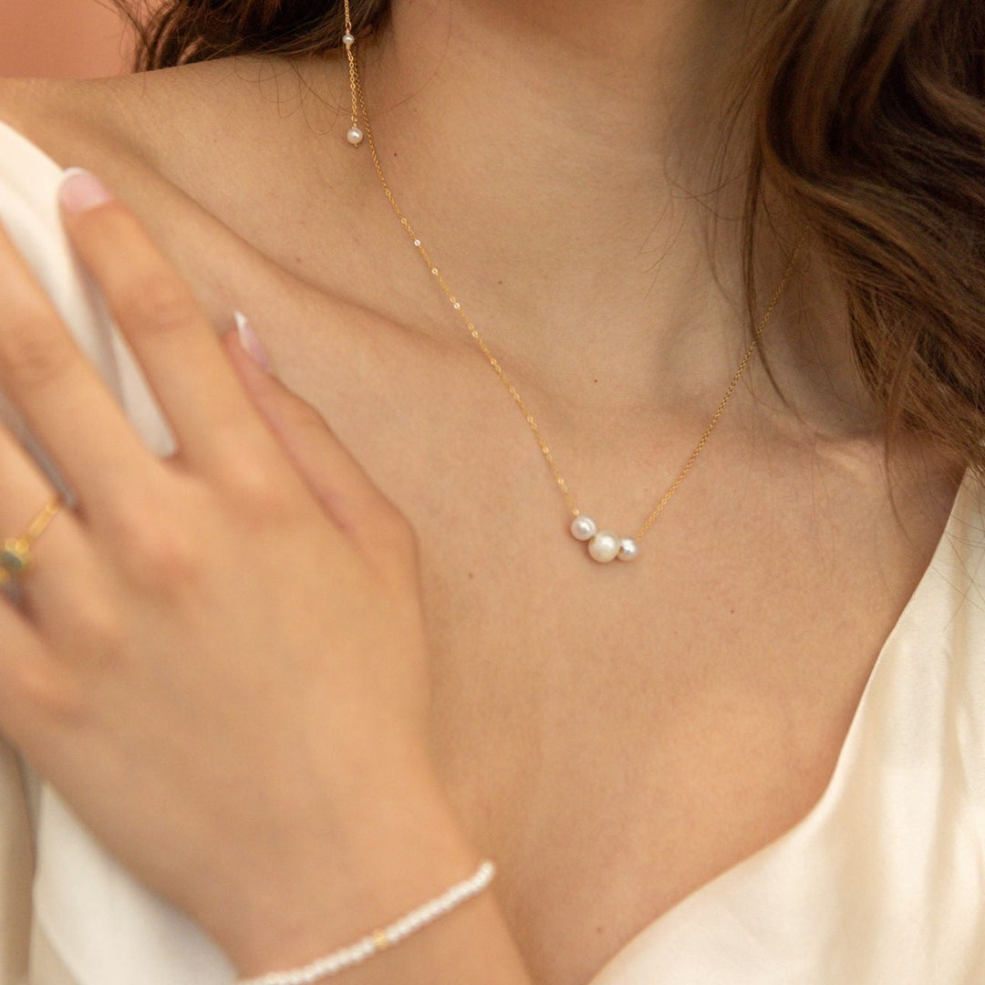 Triple Pearl Necklace - Necklaces -  -  - Azil Boutique