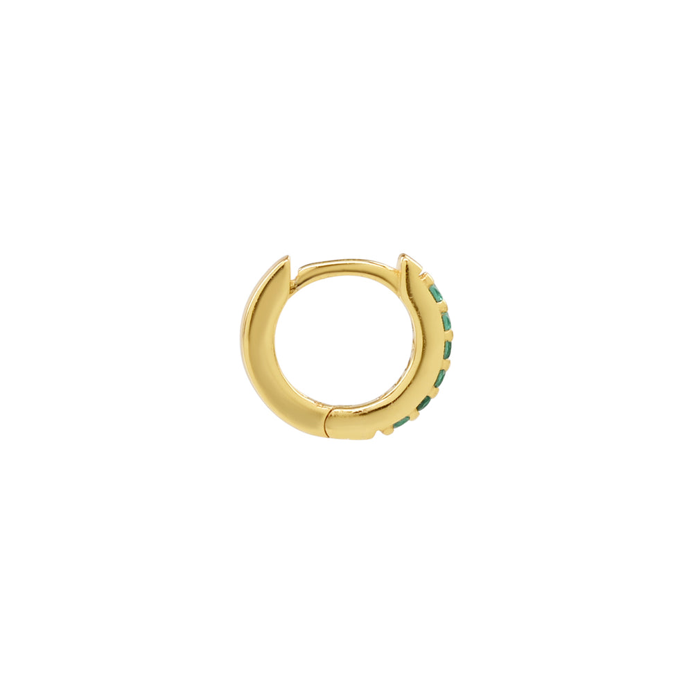 Thick Emerald CZ Huggies - Earrings -  -  - Azil Boutique