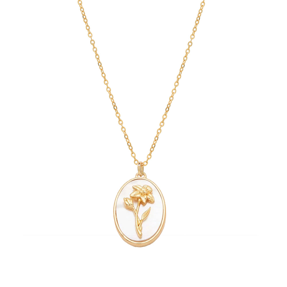 Birth Flower Necklace - Necklaces - Mar-Daffodil - Mar-Daffodil - Azil Boutique