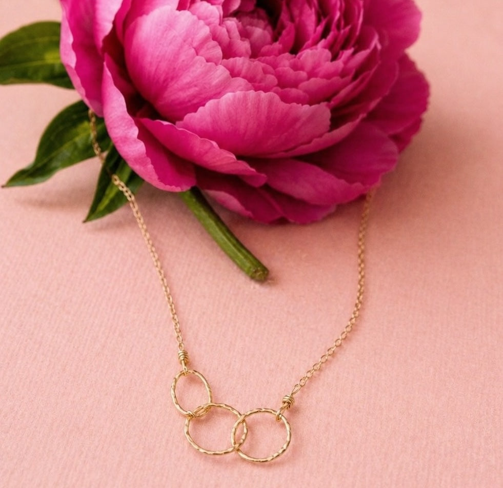 Tiny Triple Diamond Cut Circles Necklace - Necklaces - - - Azil Boutique
