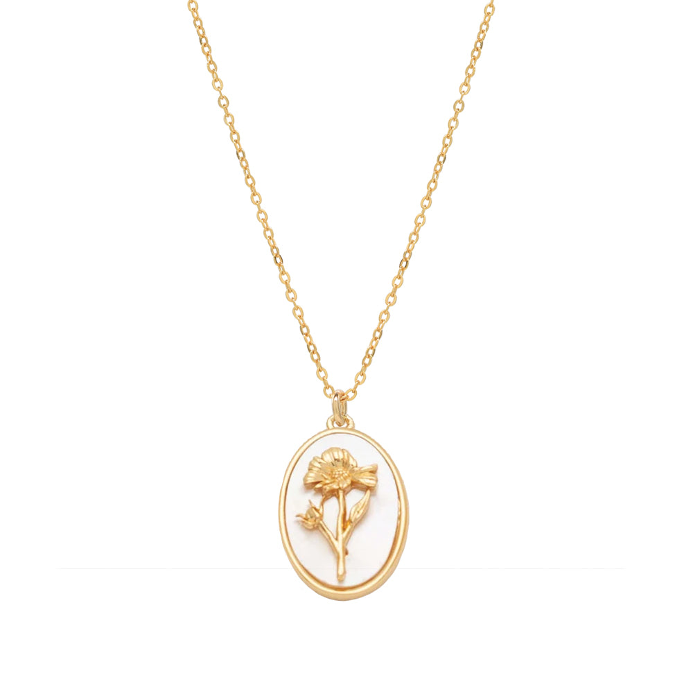 Birth Flower Necklace - Necklaces - Oct-Marigold - Oct-Marigold - Azil Boutique