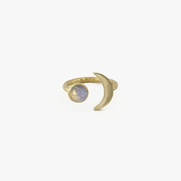 Opalite Brass Moon Ring
