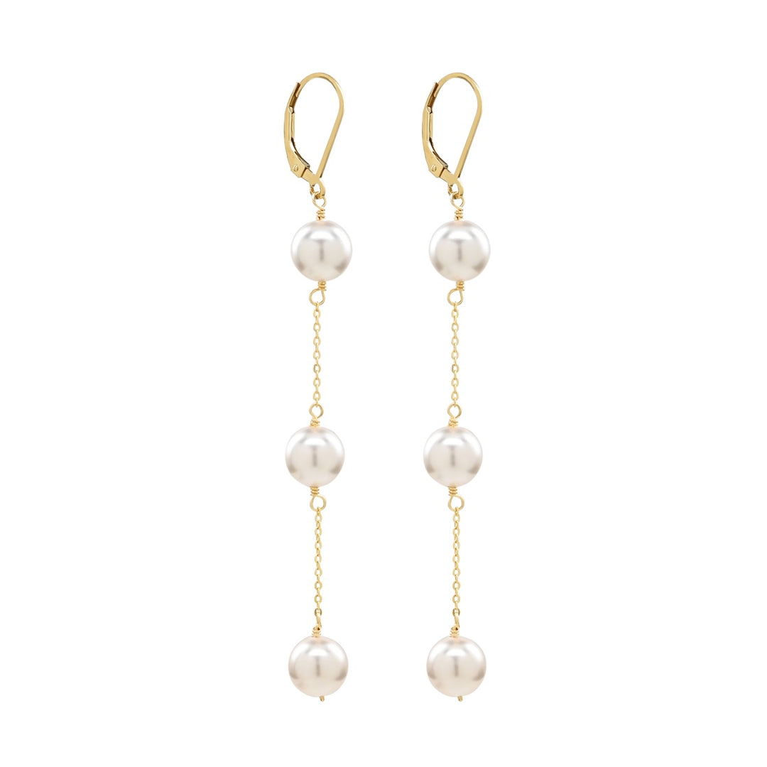 Leverback Pearl Waterfall Earrings - Earrings -  -  - Azil Boutique