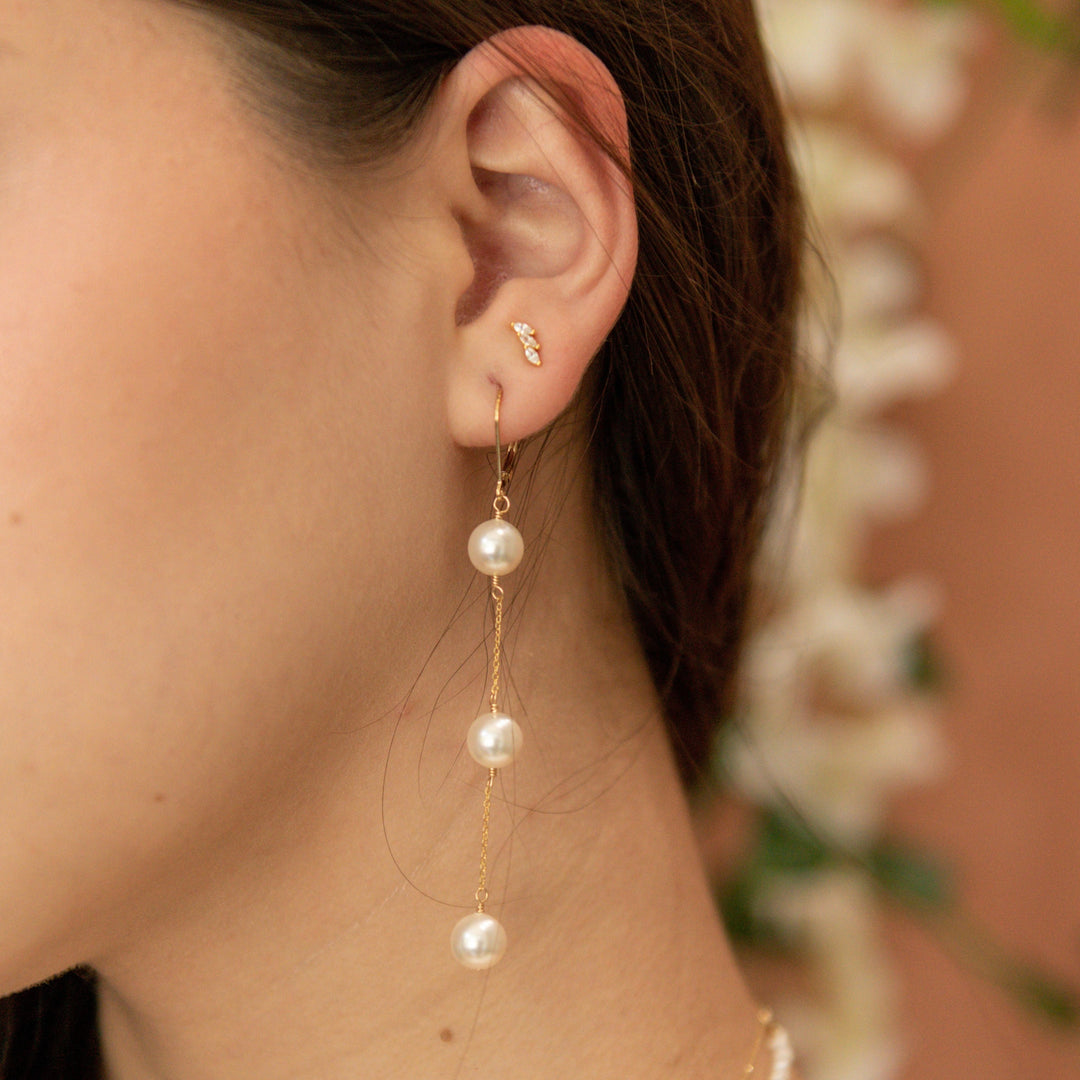 Leverback Pearl Waterfall Earrings - Earrings -  -  - Azil Boutique