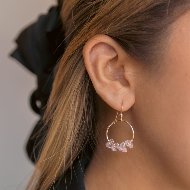 Pink Crystal Circle Earrings - Earrings -  -  - Azil Boutique