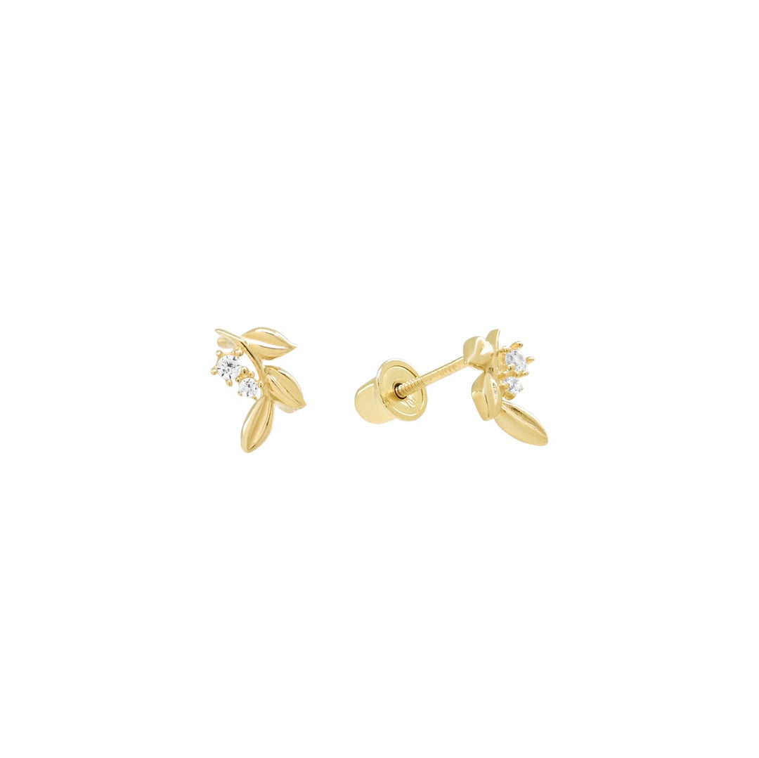 10k Solid Gold CZ Seedling Studs - Earrings -  -  - Azil Boutique
