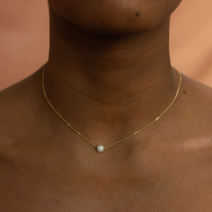 Floating Pearl Necklace on Thin Chain - Necklaces -  -  - Azil Boutique