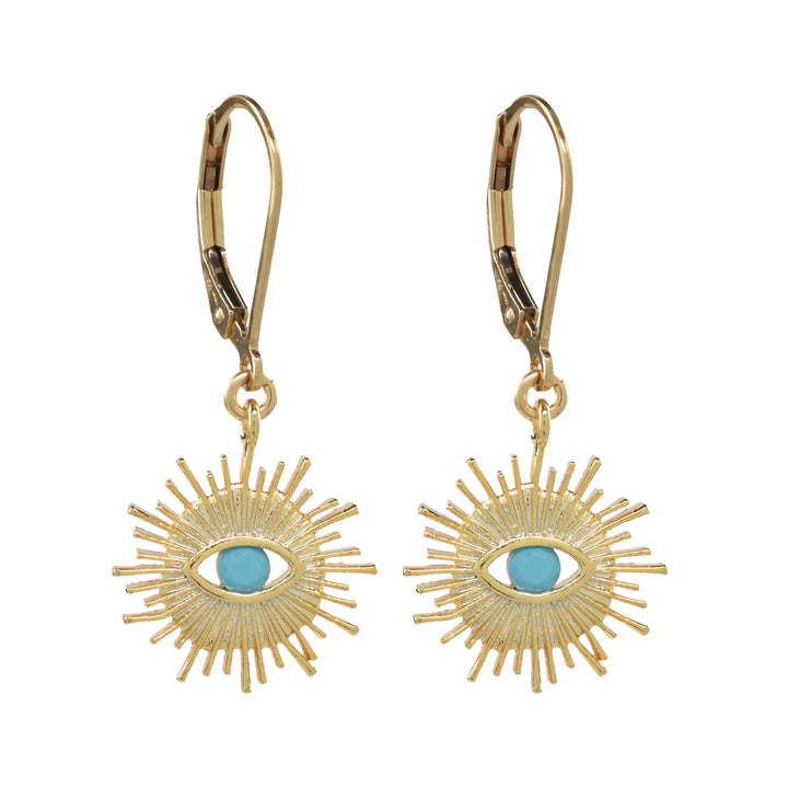 Leverback Stone Eye Earrings - Earrings - Blue - Blue / Gold - Azil Boutique
